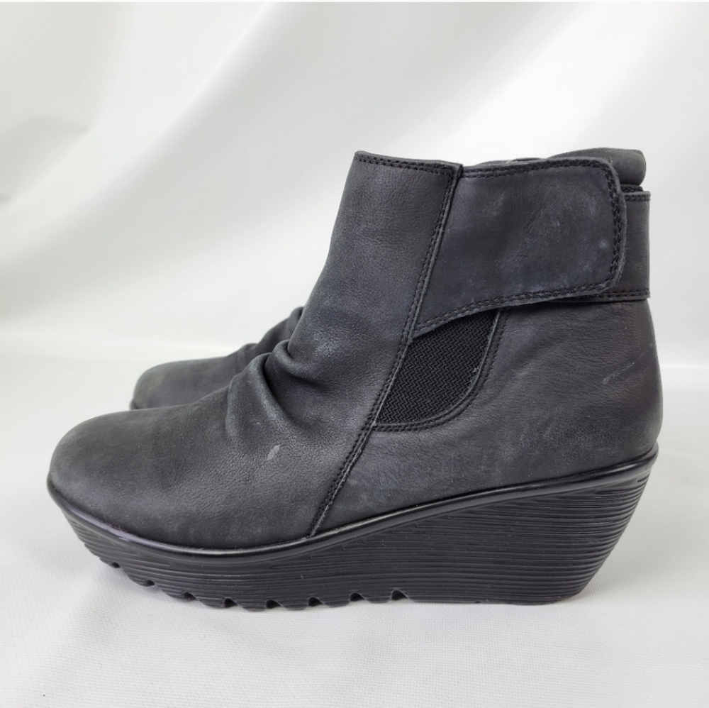 Skechers Leather Parallel Fastened Wedge Cooling Memory Foam Boots Sz 9 - Picture 2 of 11